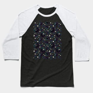 Mystical bright neon pattern with moon and stars Baseball T-Shirt
